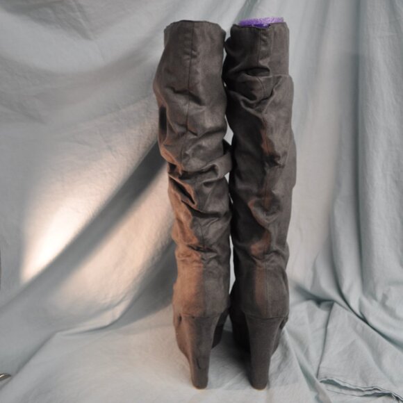 Michael Antonio grey Elaina slouch wedge boots ultra suede size 11 (289) - Picture 3 of 13